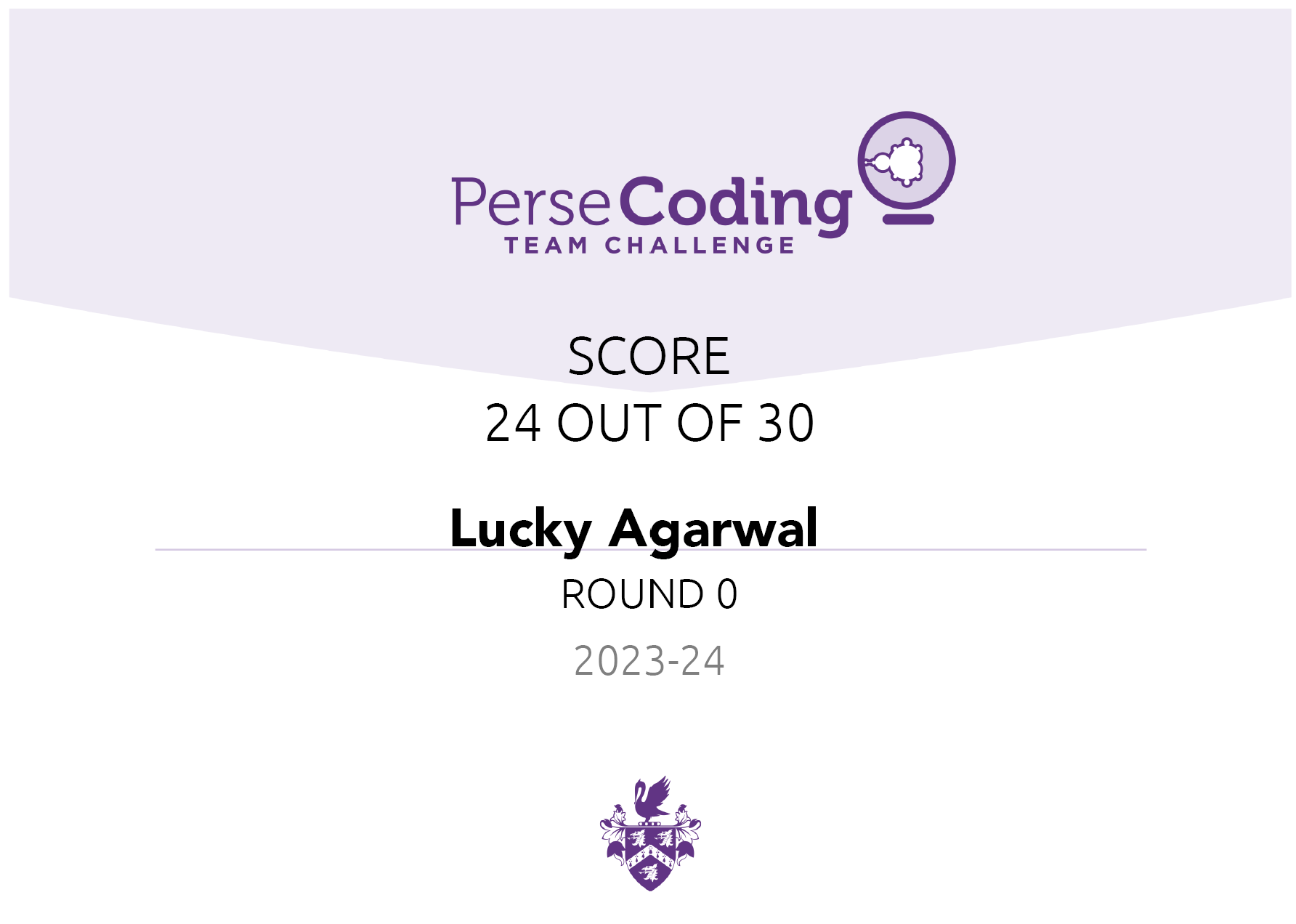 Perse Coding Team Challenge Certificate