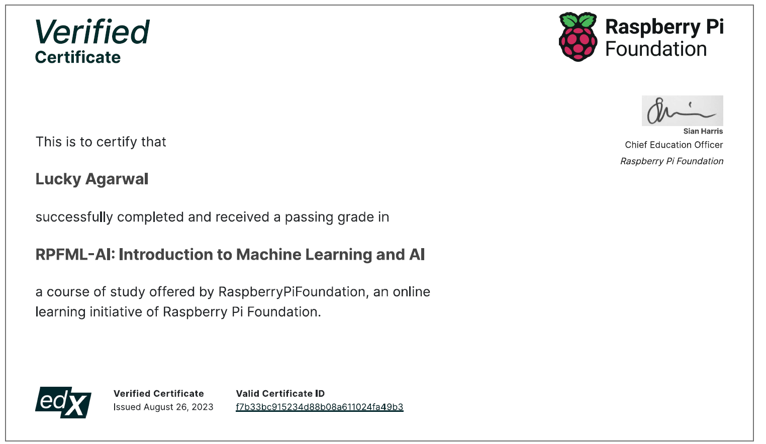 Introduction to Machine Learning and AI Certificate